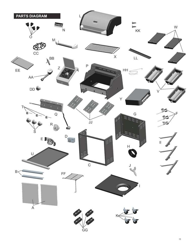 SABER® Cast Stainless 3-Burner Gas Grill