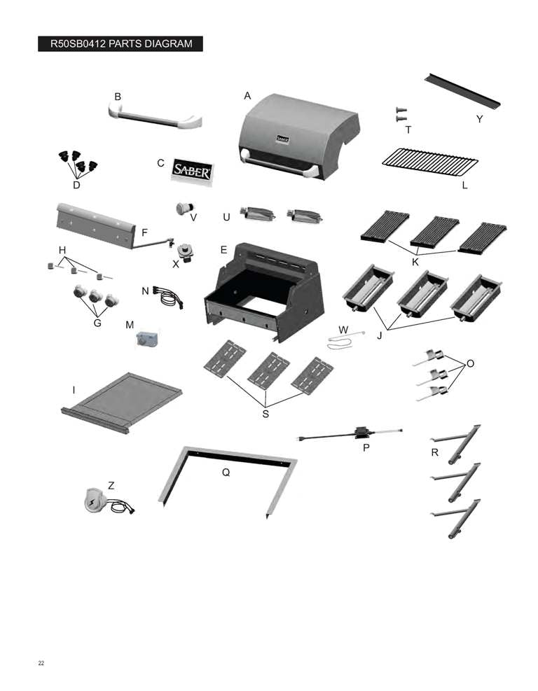 SABER® Stainless 3-Burner Built-In Grill