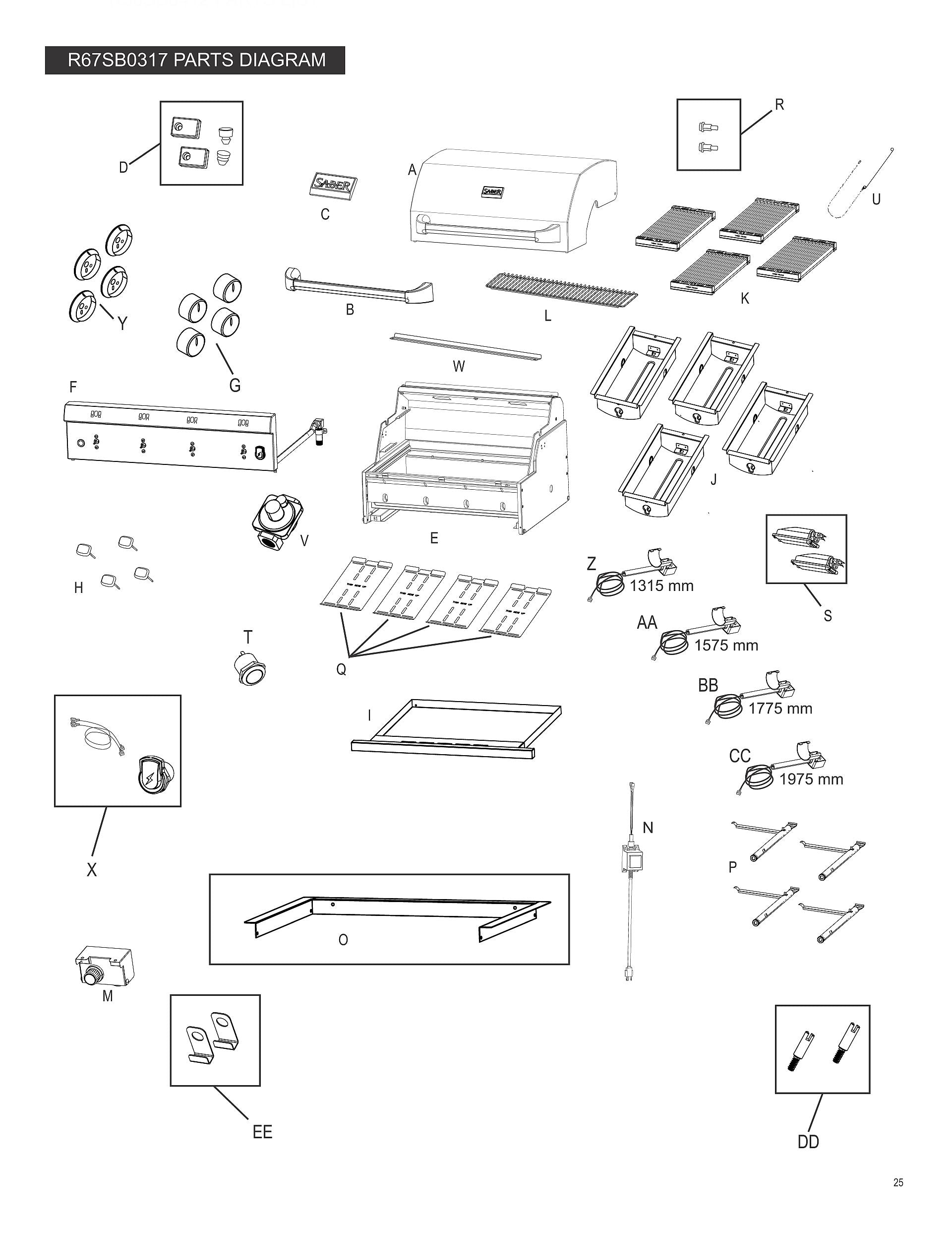 SABER® Premium 4-Burner Built-In Gas Grill