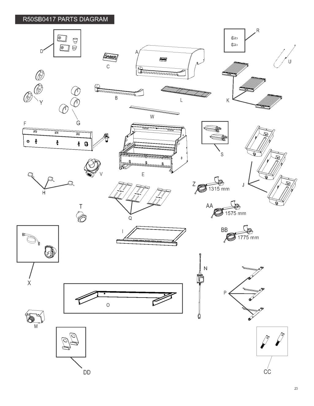 SABER® Premium 3-Burner Built-In Gas Grill