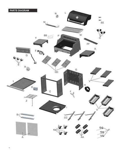 SABER® Cast Black 3-Burner Gas Grill