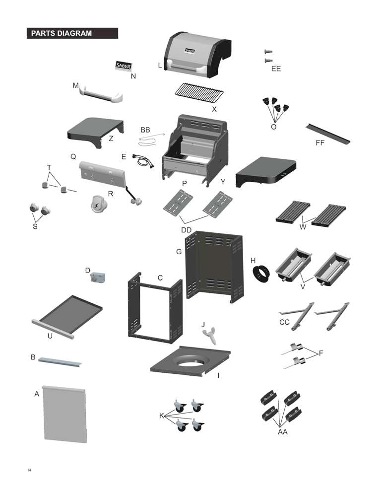 SABER® Cast Stainless 2-Burner Gas Grill